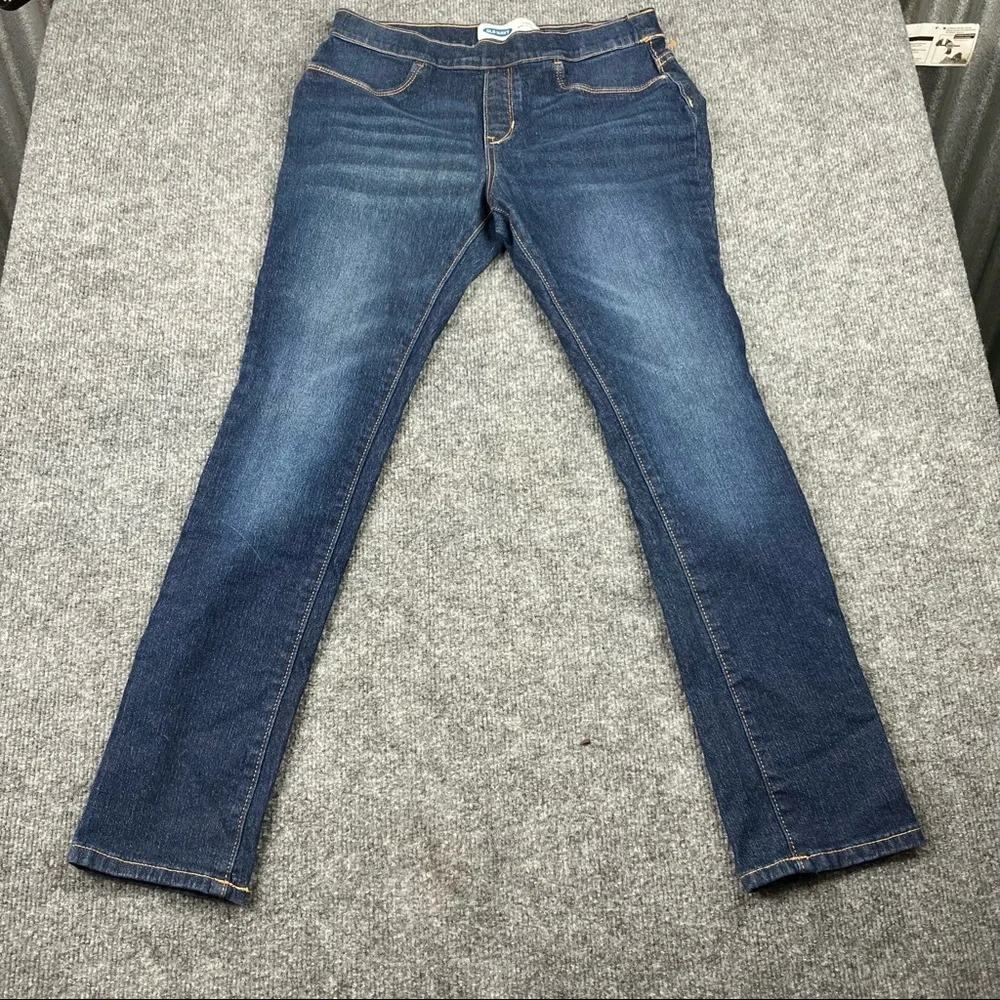 Old Navy Skinny Blue Jeans Boys 14 Dark Wash Denim Adjustable Waist Stretch